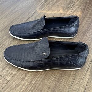 Stefano Ricci Black Crocodile Pattern Loafers